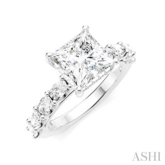 Princess Shape Semi-Mount Diamond Engagement Ring