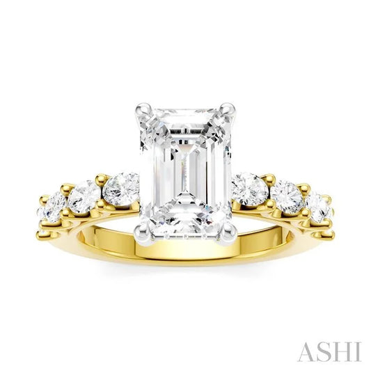 Emerald Shape Semi-Mount Diamond Engagement Ring