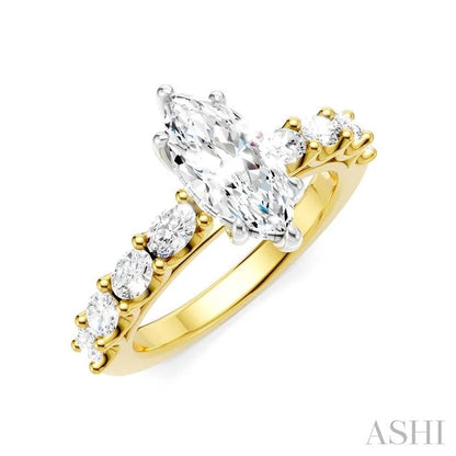 Marquise Shape Semi-Mount Diamond Engagement Ring
