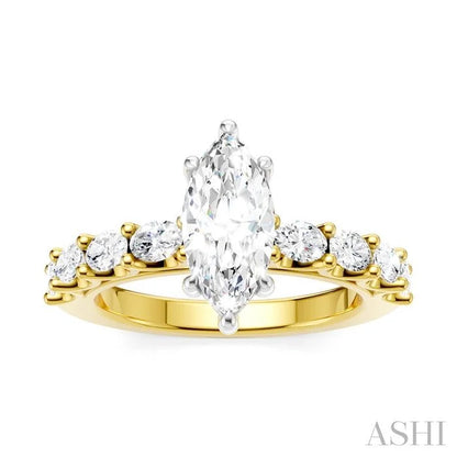 Marquise Shape Semi-Mount Diamond Engagement Ring