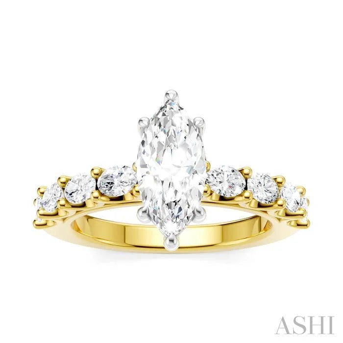 Marquise Shape Semi-Mount Diamond Engagement Ring