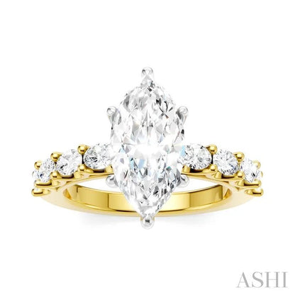 Marquise Shape Semi-Mount Diamond Engagement Ring