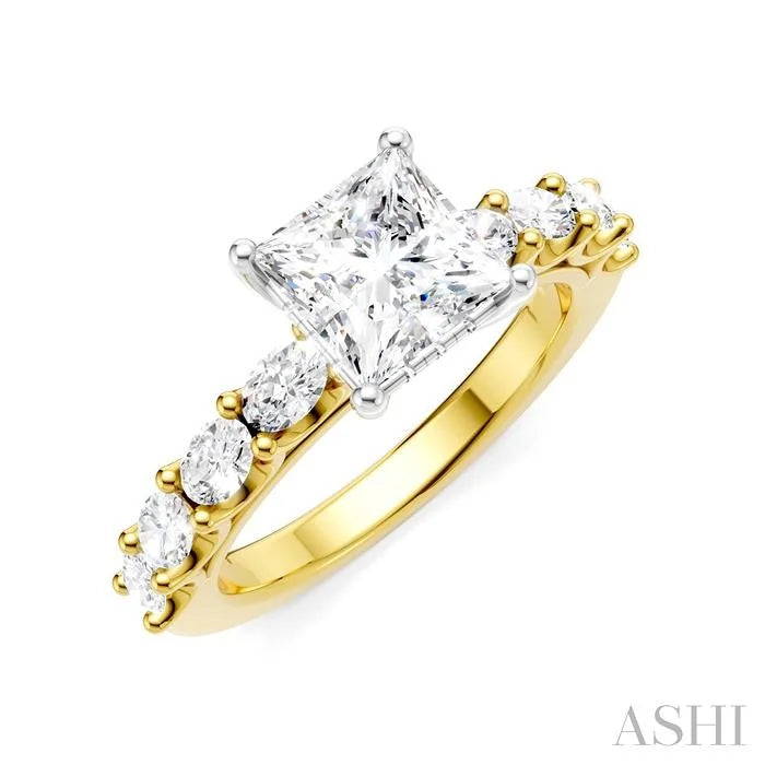 Princess Shape Semi-Mount Diamond Engagement Ring