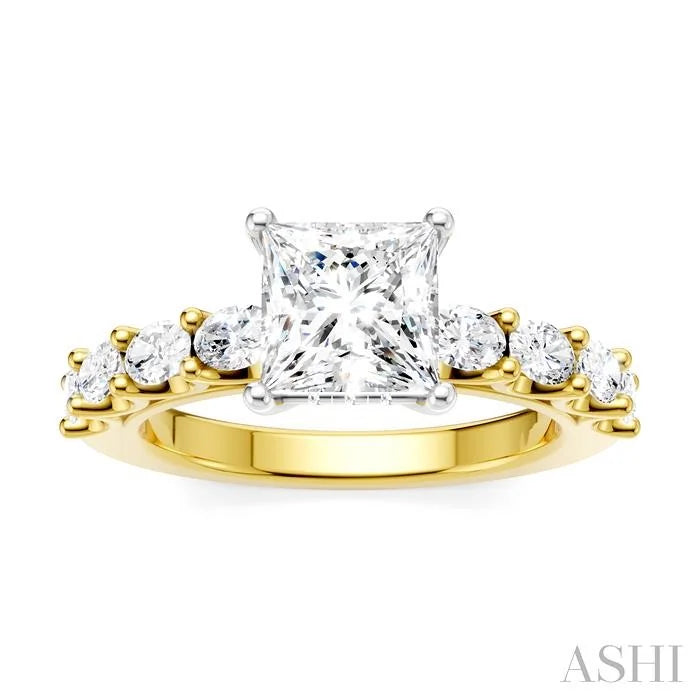 Princess Shape Semi-Mount Diamond Engagement Ring