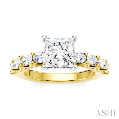 Princess Shape Semi-Mount Diamond Engagement Ring