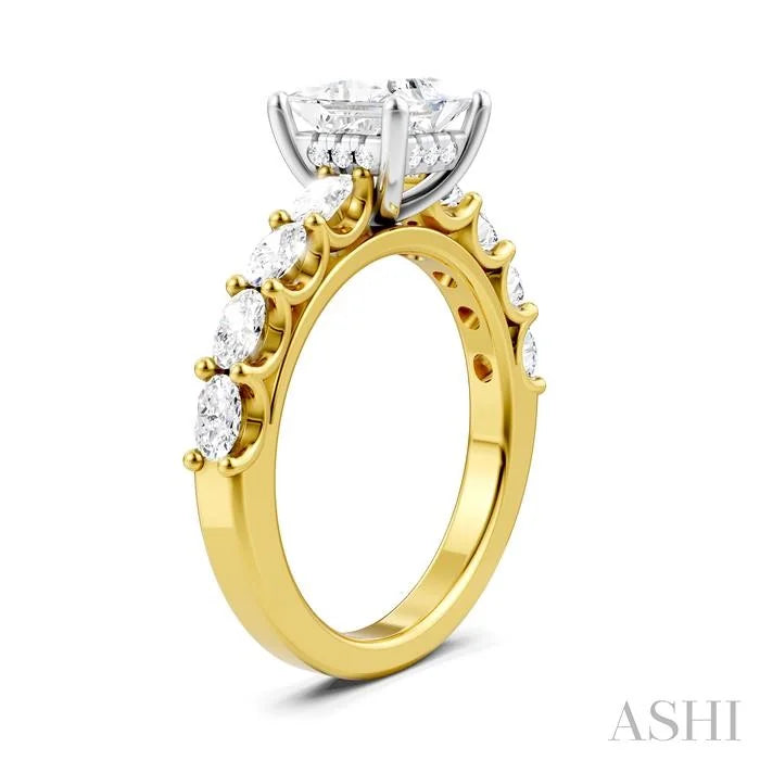 Princess Shape Semi-Mount Diamond Engagement Ring