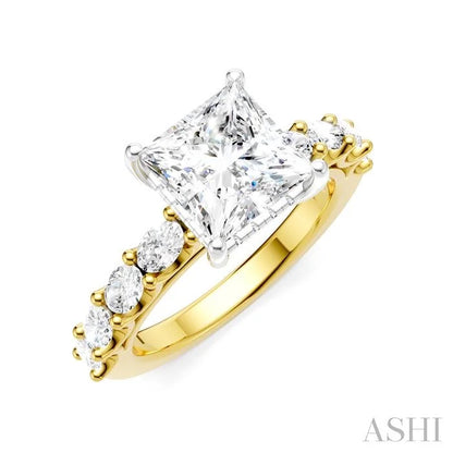 Princess Shape Semi-Mount Diamond Engagement Ring