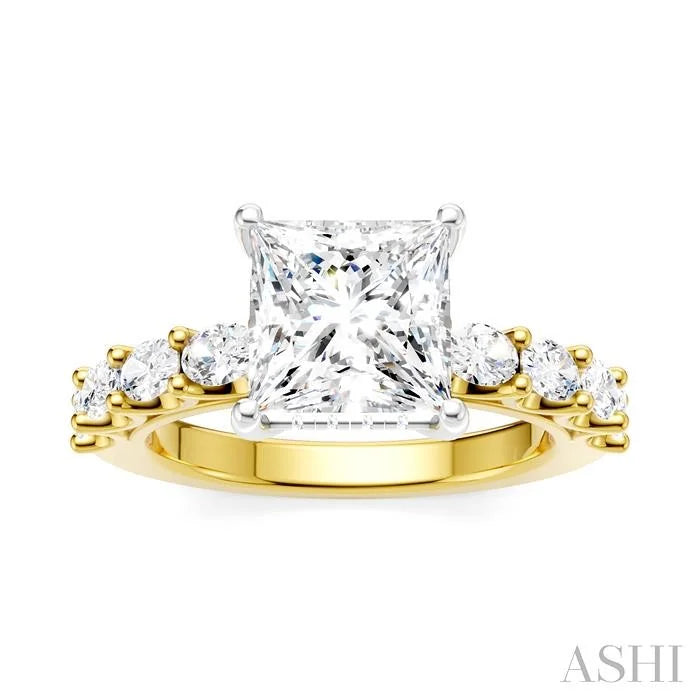 Princess Shape Semi-Mount Diamond Engagement Ring
