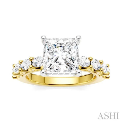 Princess Shape Semi-Mount Diamond Engagement Ring