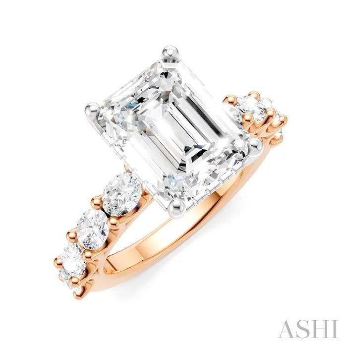 Emerald Shape Semi-Mount Diamond Engagement Ring