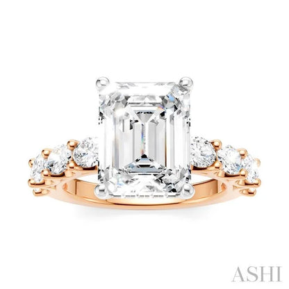 Emerald Shape Semi-Mount Diamond Engagement Ring