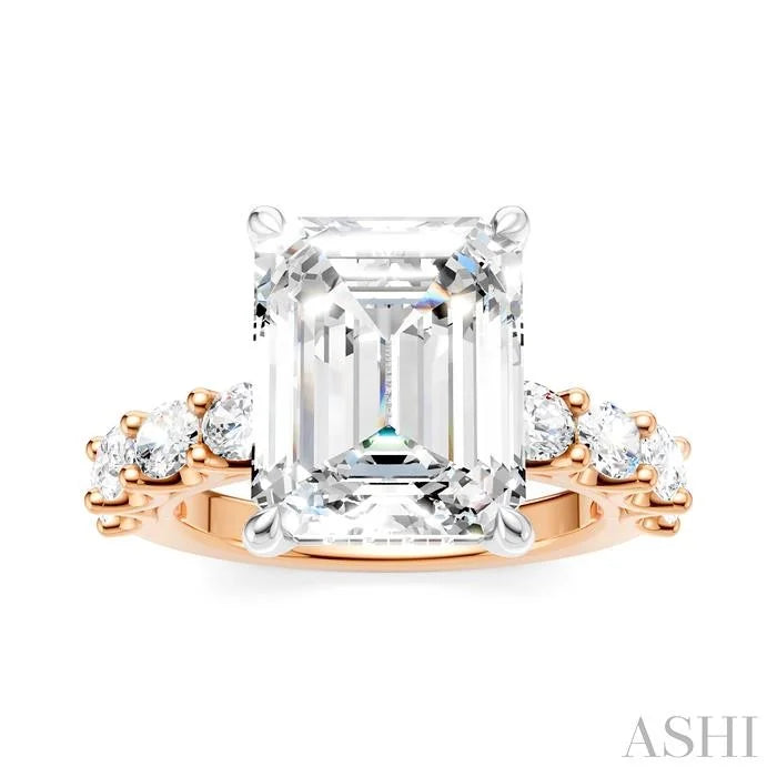 Emerald Shape Semi-Mount Diamond Engagement Ring