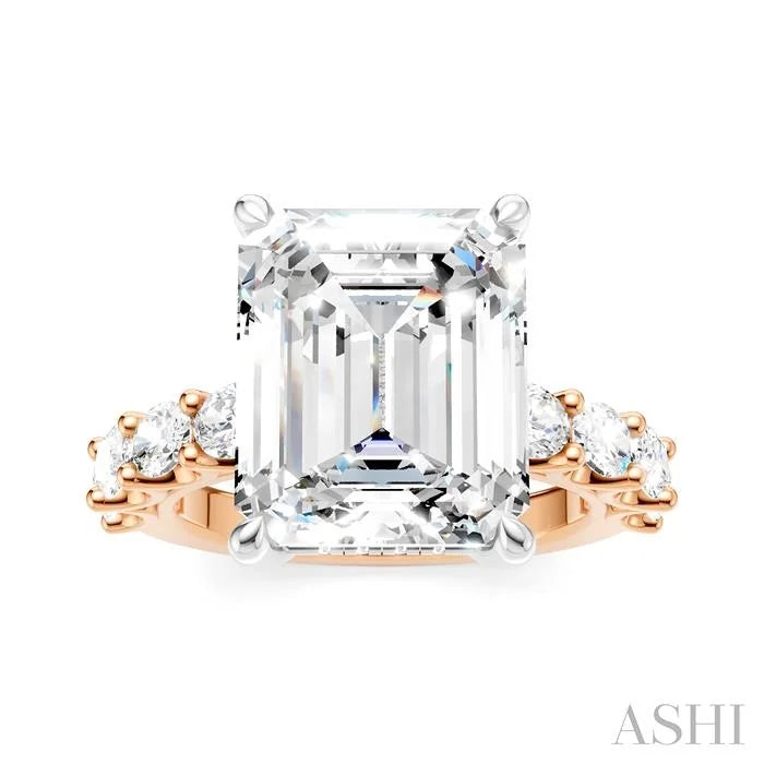 Emerald Shape Semi-Mount Diamond Engagement Ring
