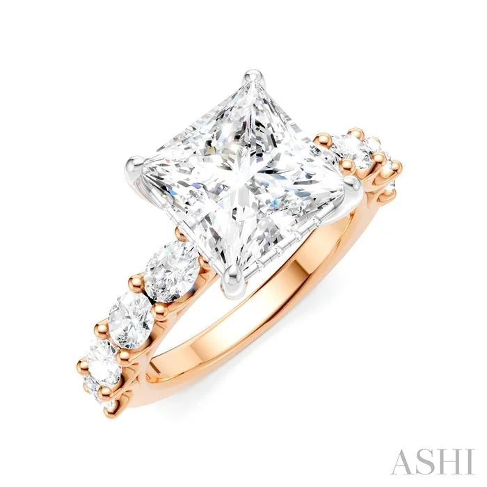 Princess Shape Semi-Mount Diamond Engagement Ring