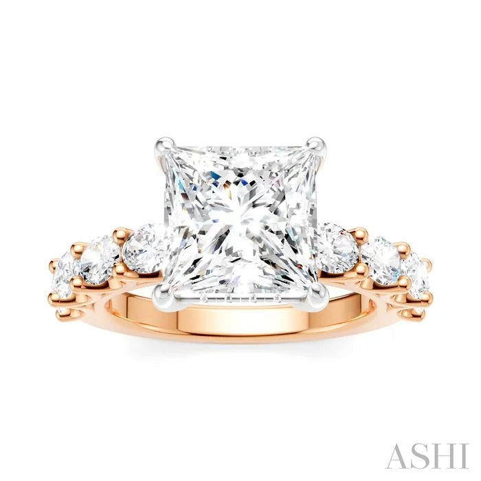 Princess Shape Semi-Mount Diamond Engagement Ring