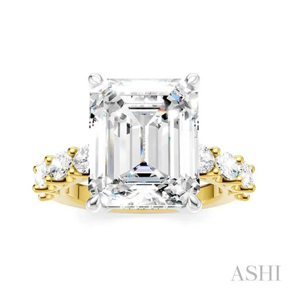 Emerald Shape Semi-Mount Diamond Engagement Ring