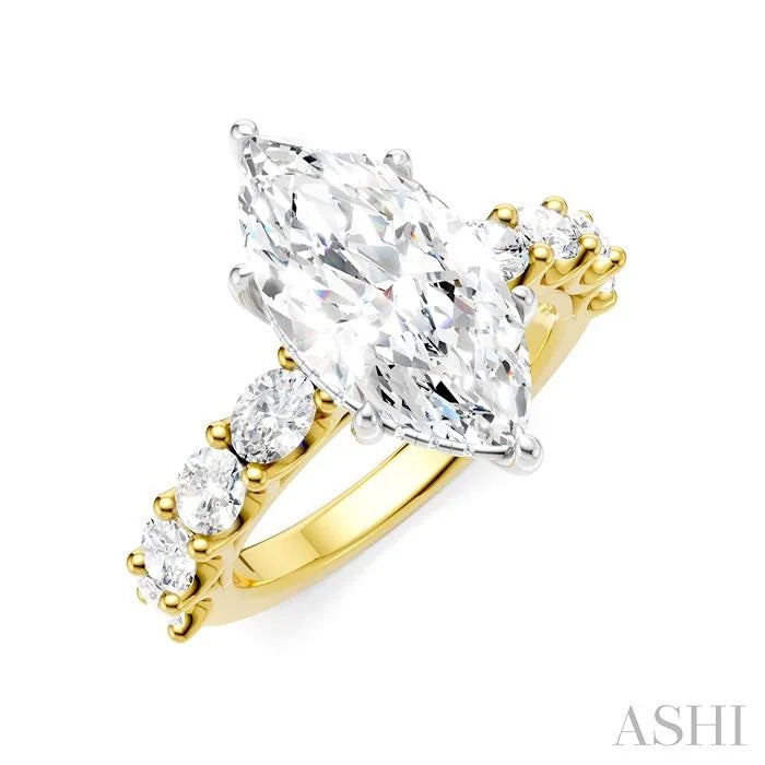 Marquise Shape Semi-Mount Diamond Engagement Ring