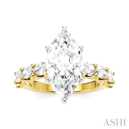 Marquise Shape Semi-Mount Diamond Engagement Ring