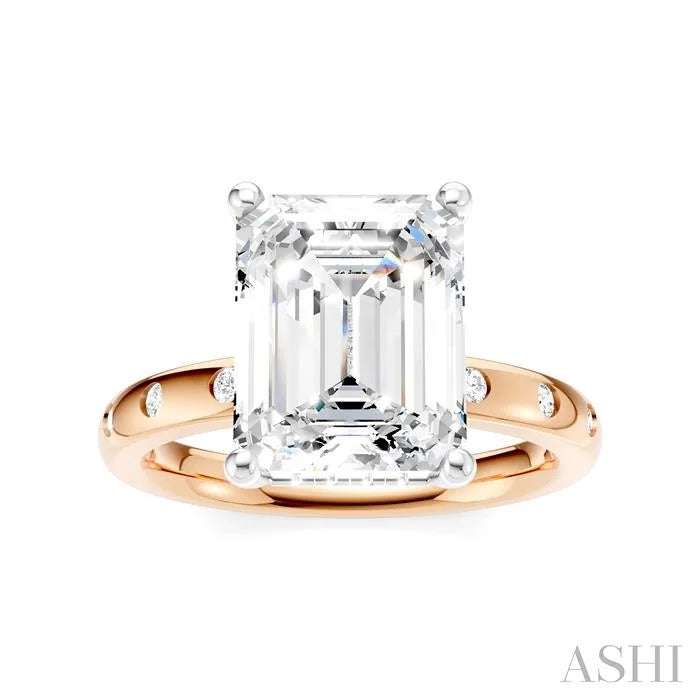 Emerald Shape Semi-Mount Diamond Engagement Ring