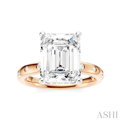 Emerald Shape Semi-Mount Diamond Engagement Ring