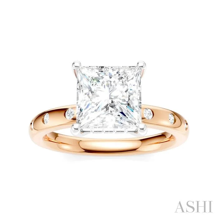 Princess Shape Semi-Mount Diamond Engagement Ring
