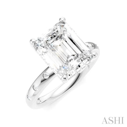 Emerald Shape Semi-Mount Diamond Engagement Ring