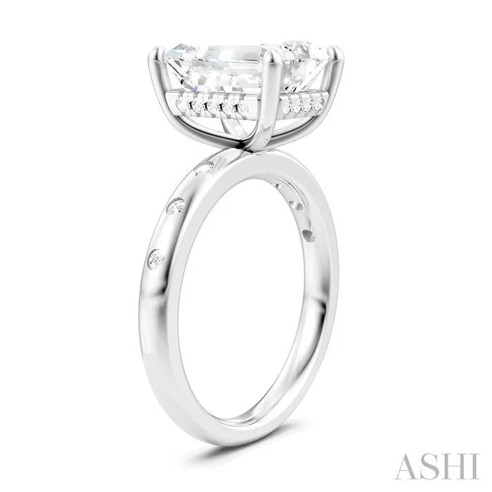 Emerald Shape Semi-Mount Diamond Engagement Ring