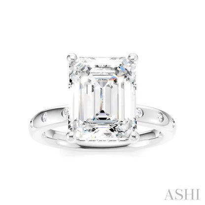 Emerald Shape Semi-Mount Diamond Engagement Ring