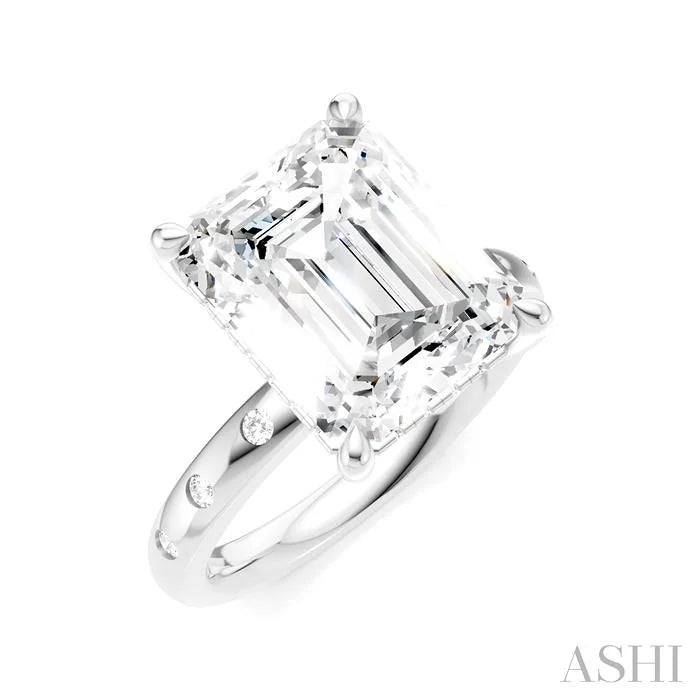 Emerald Shape Semi-Mount Diamond Engagement Ring