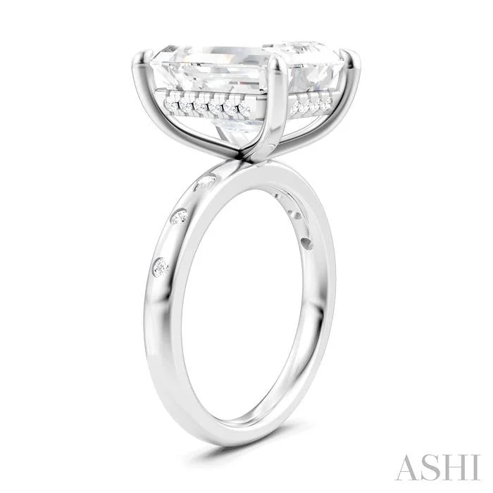 Emerald Shape Semi-Mount Diamond Engagement Ring