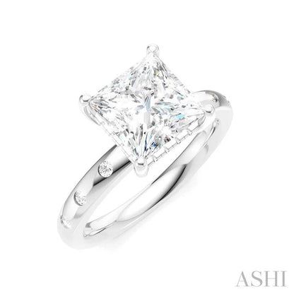 Princess Shape Semi-Mount Diamond Engagement Ring