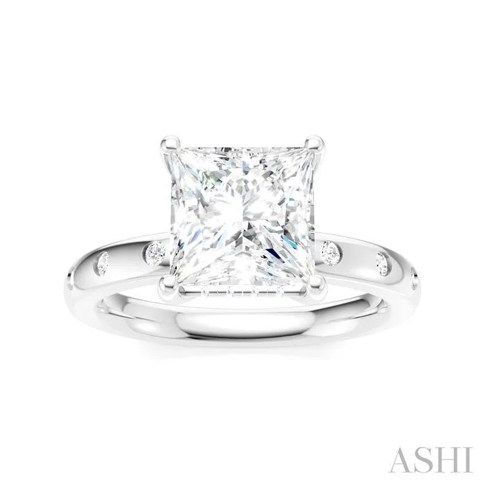 Princess Shape Semi-Mount Diamond Engagement Ring