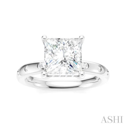 Princess Shape Semi-Mount Diamond Engagement Ring