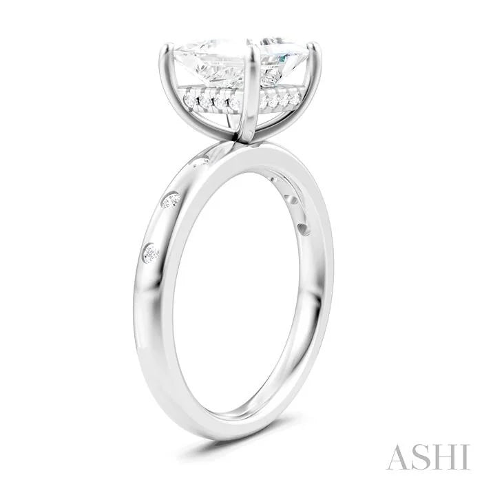 Princess Shape Semi-Mount Diamond Engagement Ring