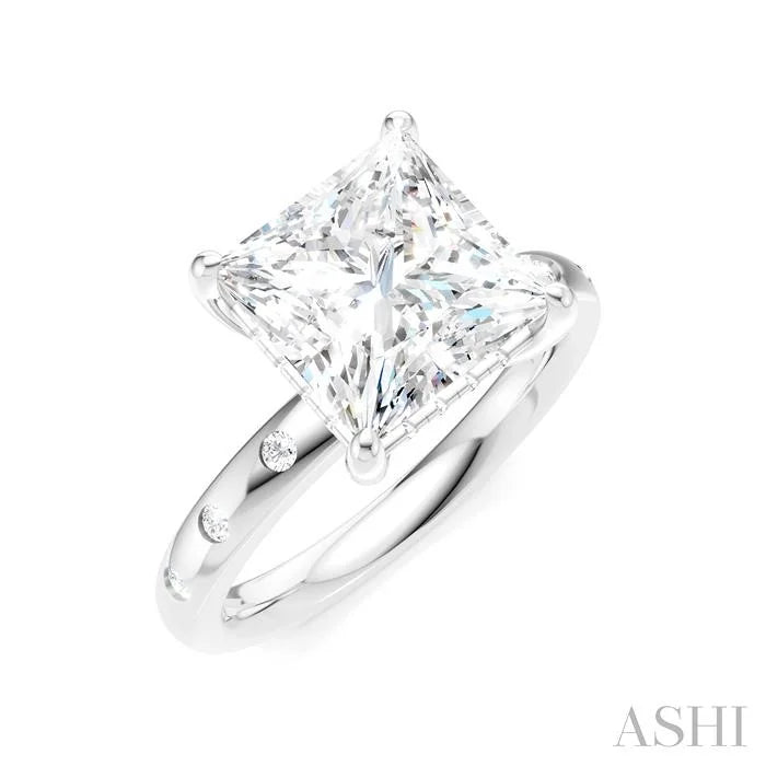 Princess Shape Semi-Mount Diamond Engagement Ring