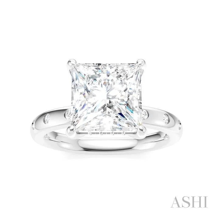 Princess Shape Semi-Mount Diamond Engagement Ring