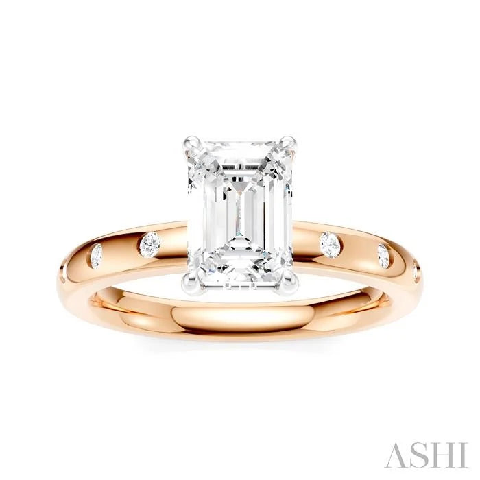 Emerald Shape Semi-Mount Diamond Engagement Ring