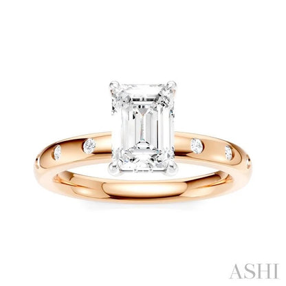 Emerald Shape Semi-Mount Diamond Engagement Ring
