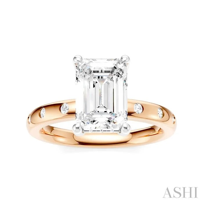 Emerald Shape Semi-Mount Diamond Engagement Ring