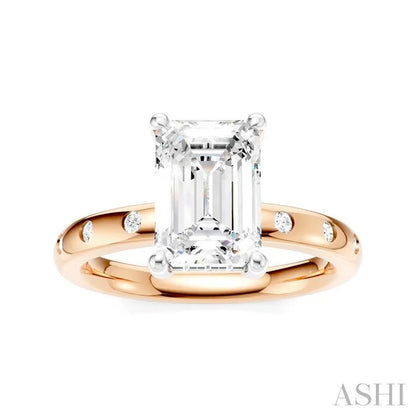Emerald Shape Semi-Mount Diamond Engagement Ring