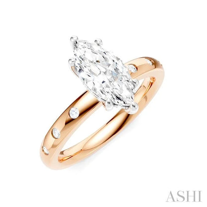Marquise Shape Semi-Mount Diamond Engagement Ring