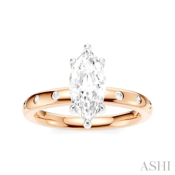 Marquise Shape Semi-Mount Diamond Engagement Ring
