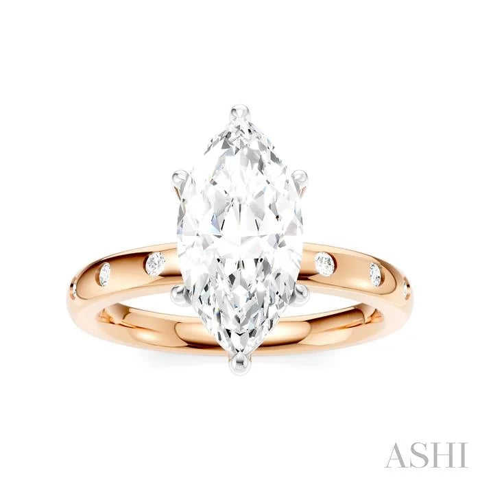 Marquise Shape Semi-Mount Diamond Engagement Ring