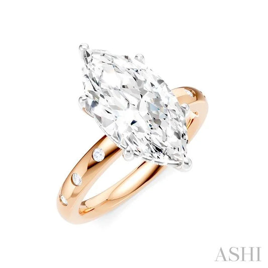 Marquise Shape Semi-Mount Diamond Engagement Ring
