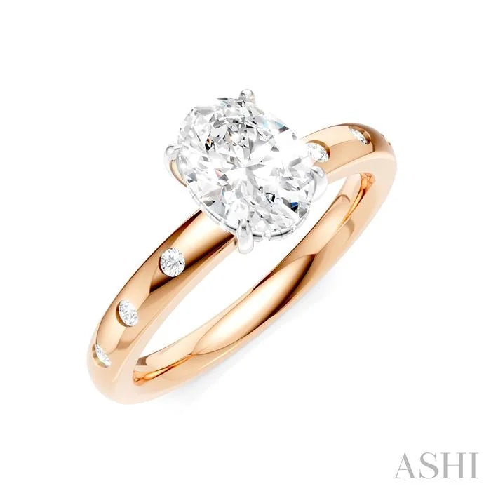 Oval Shape Semi-Mount Diamond Engagement Ring