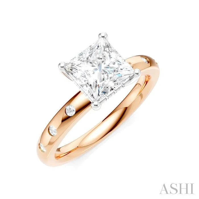 Princess Shape Semi-Mount Diamond Engagement Ring