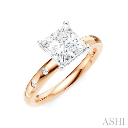 Princess Shape Semi-Mount Diamond Engagement Ring