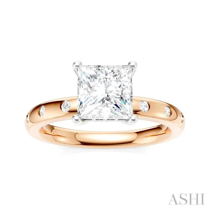 Princess Shape Semi-Mount Diamond Engagement Ring