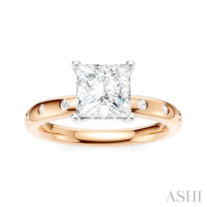 Princess Shape Semi-Mount Diamond Engagement Ring