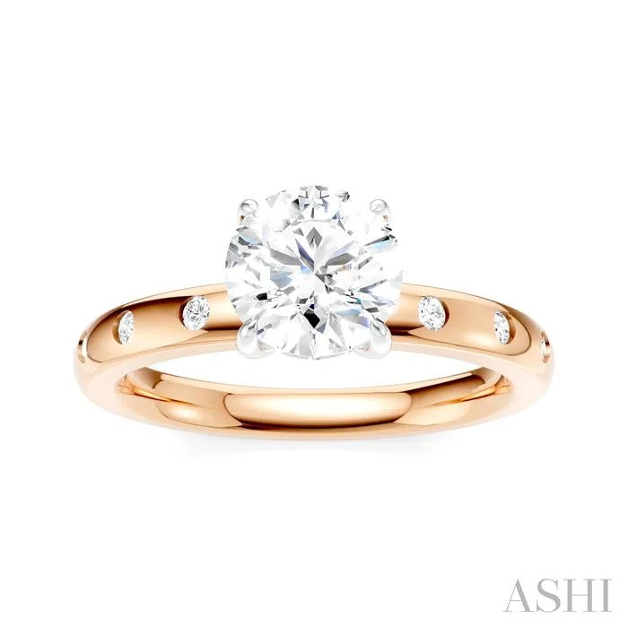 Round Shape Semi-Mount Diamond Engagement Ring